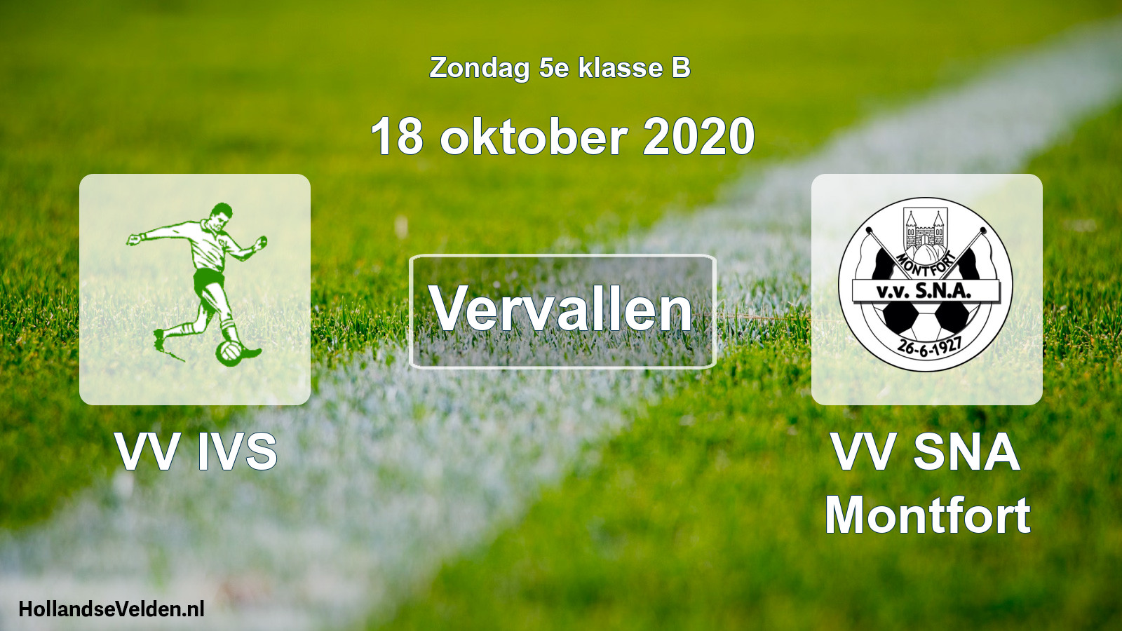 Scheduled Match: VV IVS - VV SNA Montfort (18 October 2020)