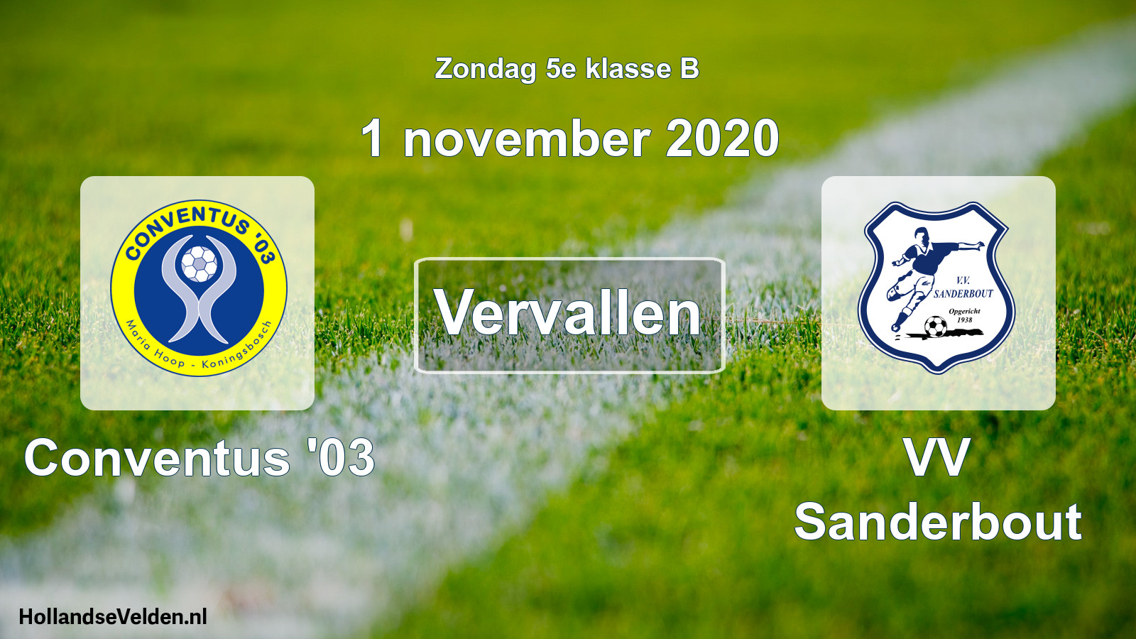 Scheduled Match: Conventus '03 - VV Sanderbout (1 November 2020)