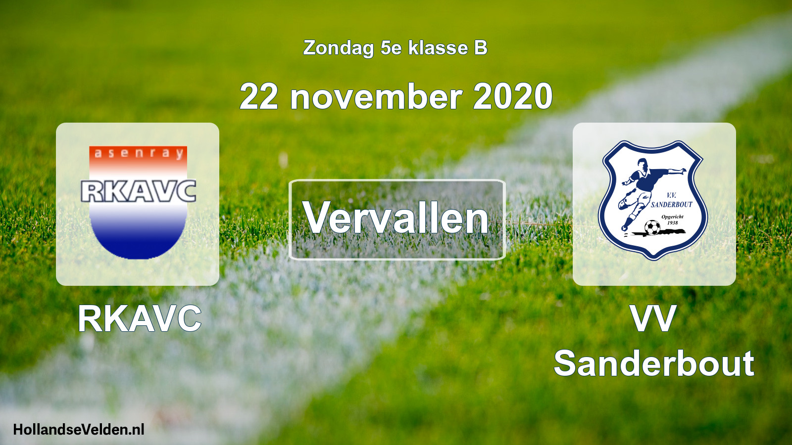 Scheduled Match: RKAVC - VV Sanderbout (22 November 2020)