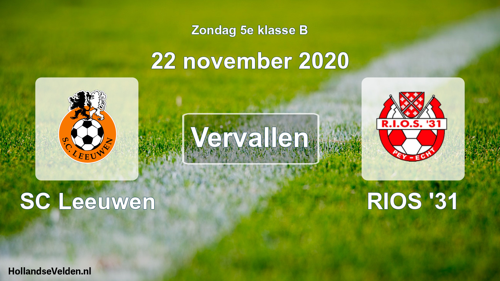 Scheduled Match: SC Leeuwen - RIOS '31 (22 November 2020)