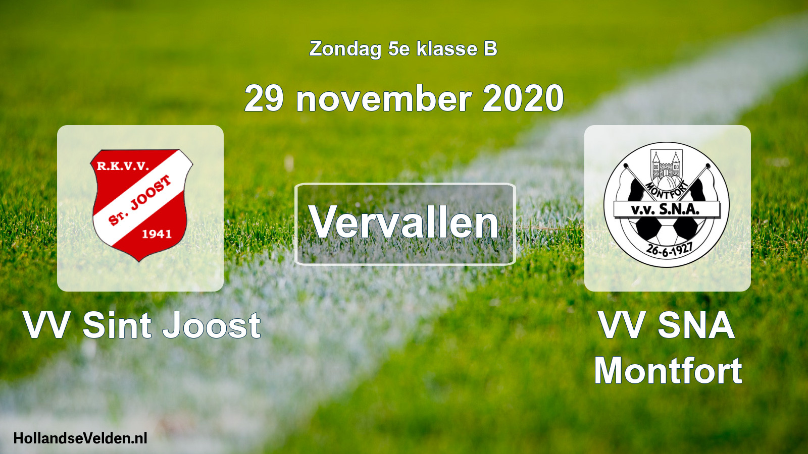 Scheduled Match: VV Sint Joost - VV SNA Montfort (29 November 2020)