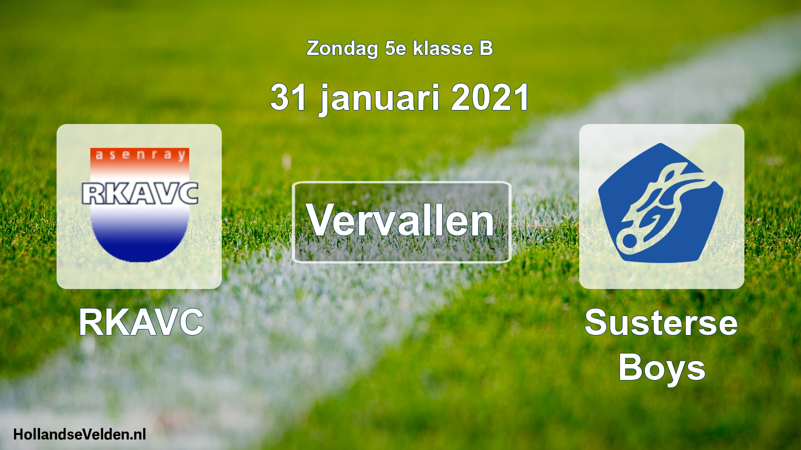 Scheduled Match: RKAVC - Susterse Boys (31 January 2021)