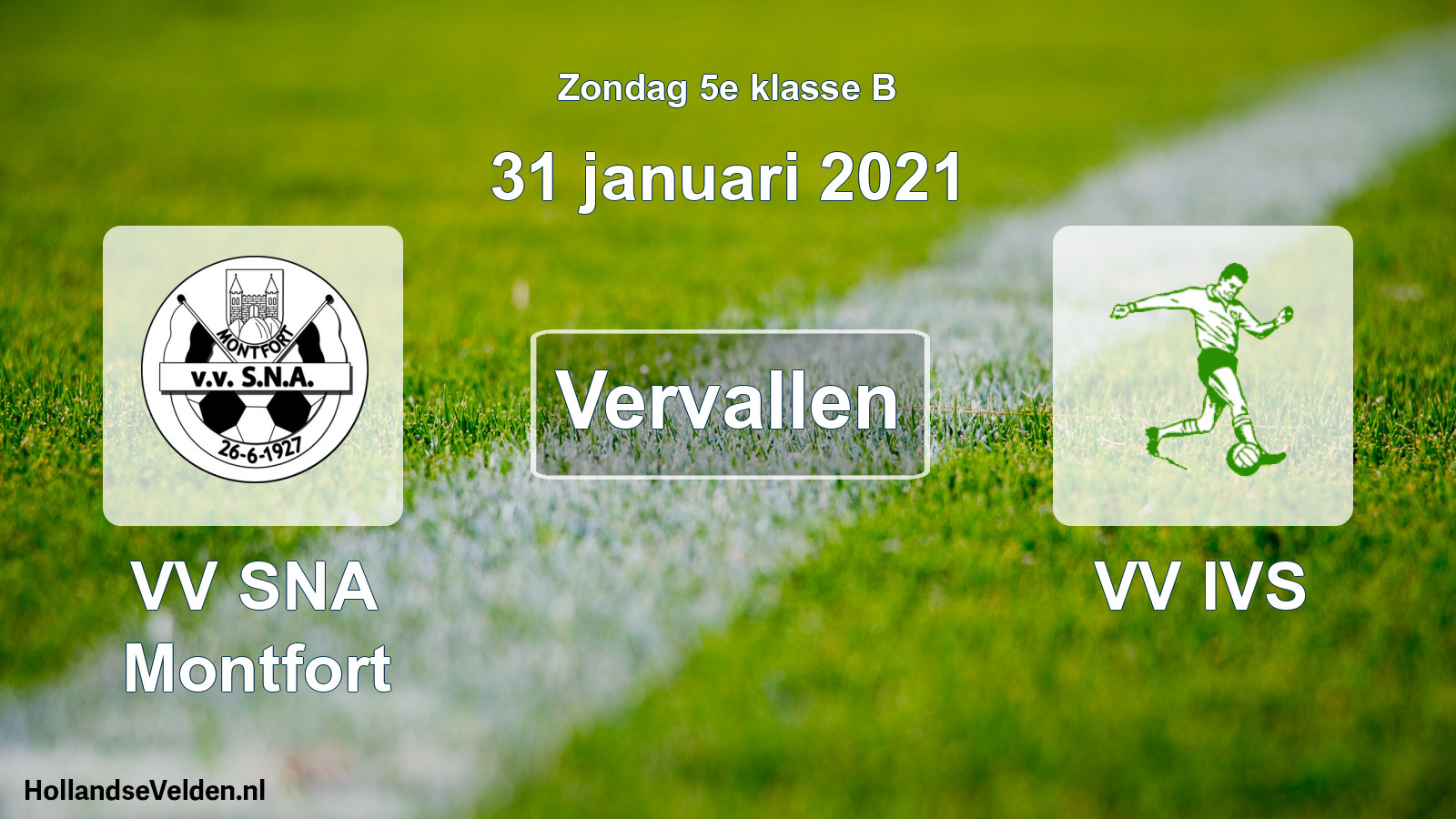 Scheduled Match: VV SNA Montfort - VV IVS (31 January 2021)
