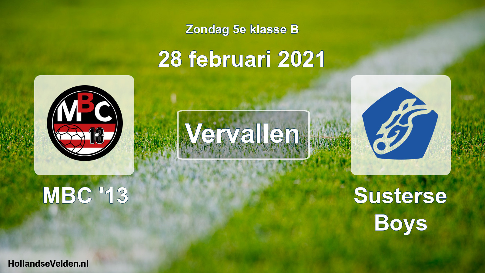 Scheduled Match: MBC '13 - Susterse Boys (28 February 2021)