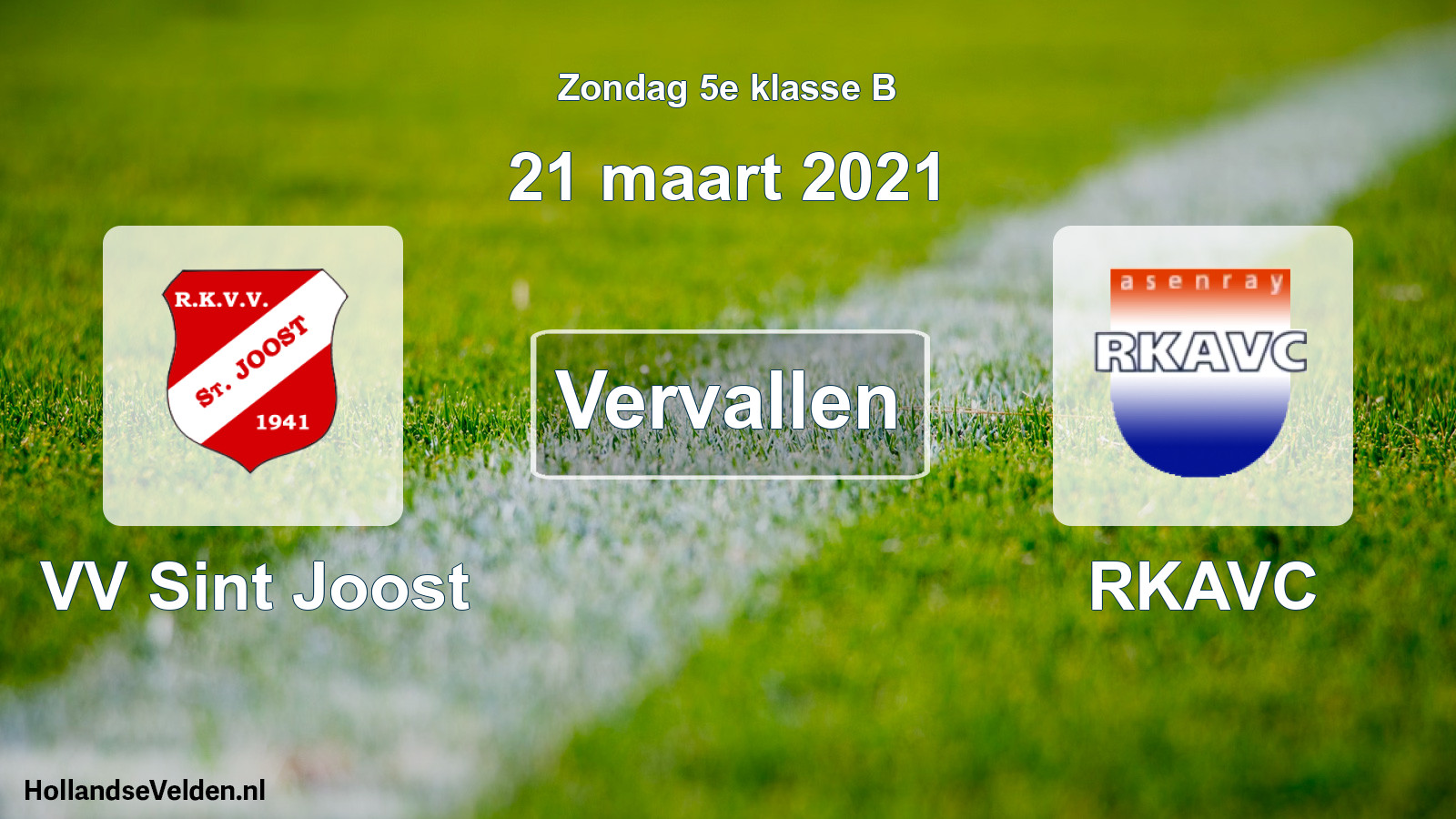 Scheduled Match: VV Sint Joost - RKAVC (21 March 2021)