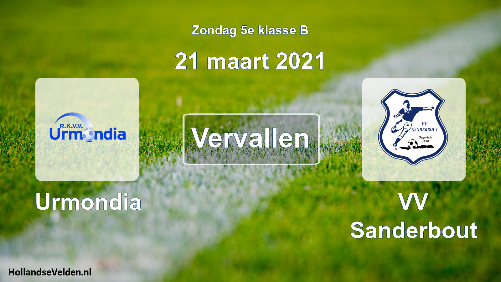 Scheduled Match: Urmondia - VV Sanderbout (21 March 2021)
