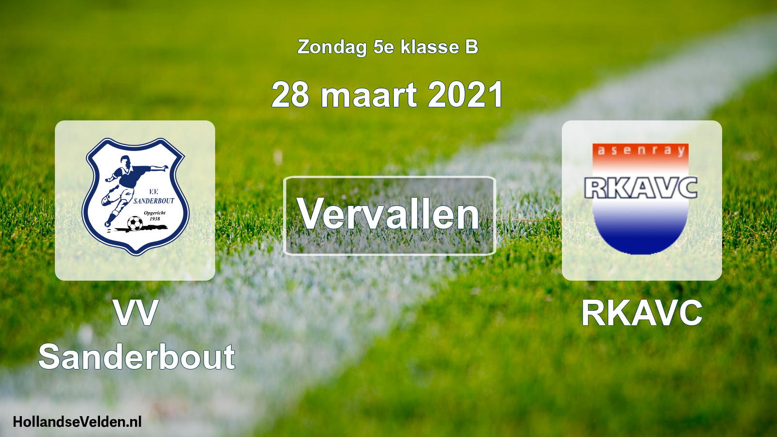 Scheduled Match: VV Sanderbout - RKAVC (28 March 2021)