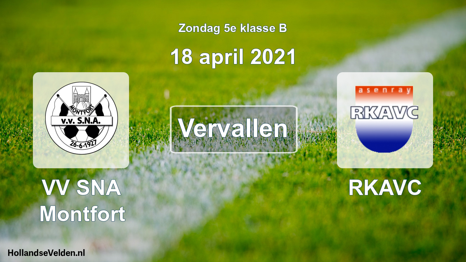 Scheduled Match: VV SNA Montfort - RKAVC (18 April 2021)