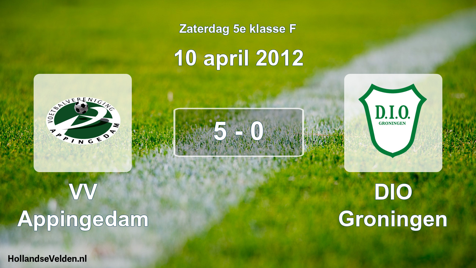 Total number of matches played: VV Appingedam - DIO Groningen 5 - 0 (10 April 2012)