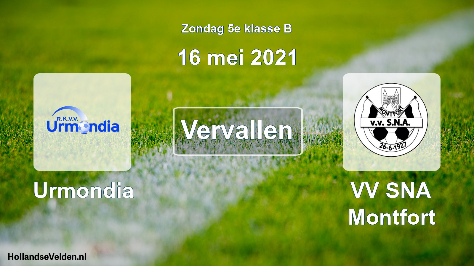 Scheduled Match: Urmondia - VV SNA Montfort (16 May 2021)