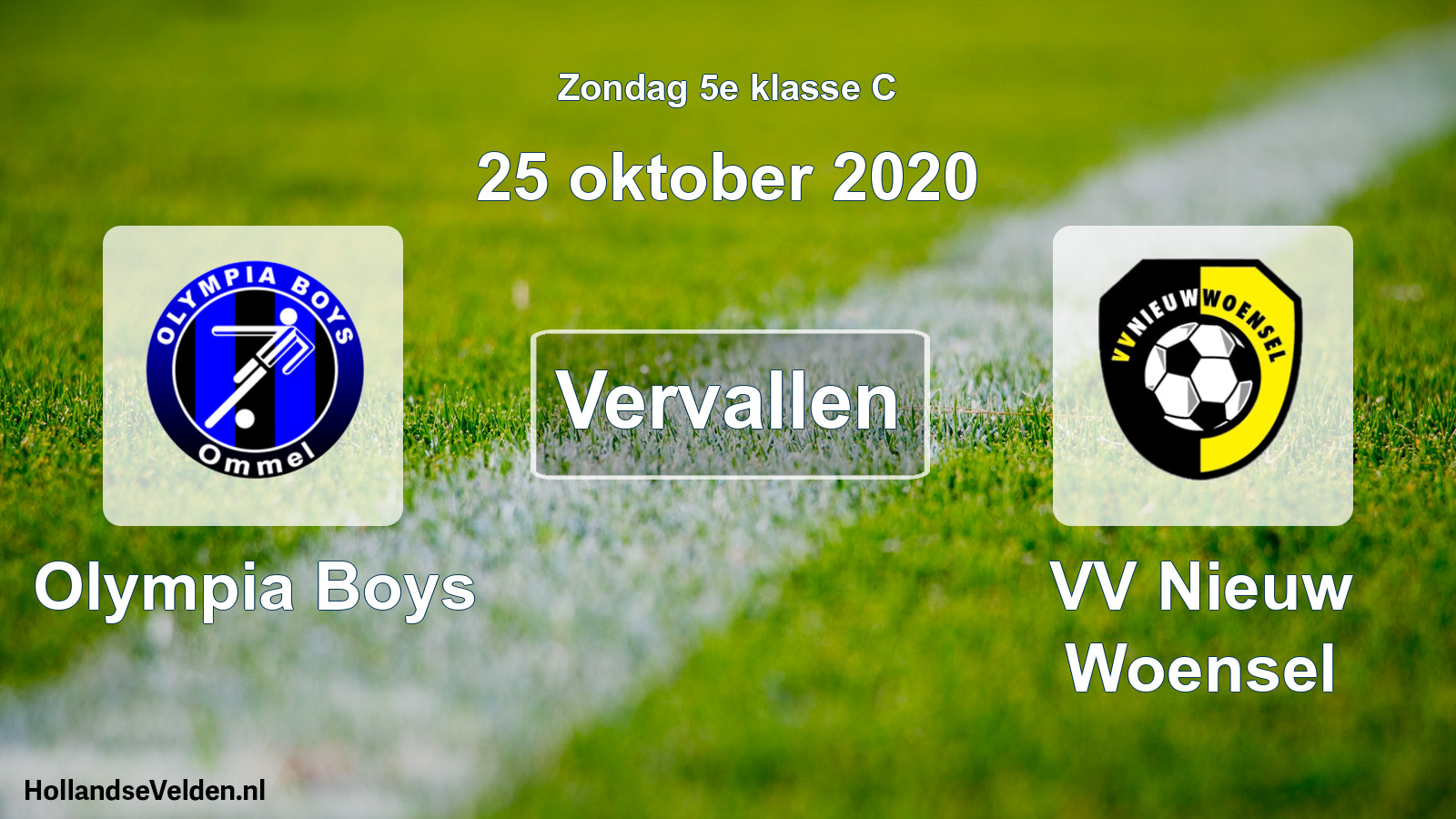 Scheduled Match: Olympia Boys - VV Nieuw Woensel (25 October 2020)