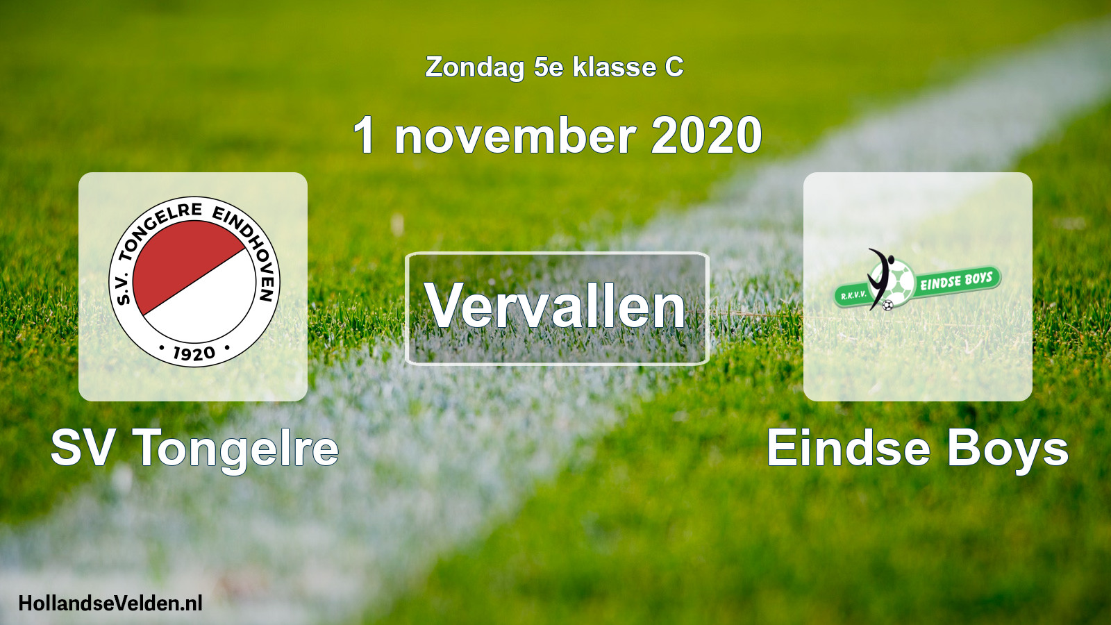 Scheduled Match: SV Tongelre - Eindse Boys (1 November 2020)