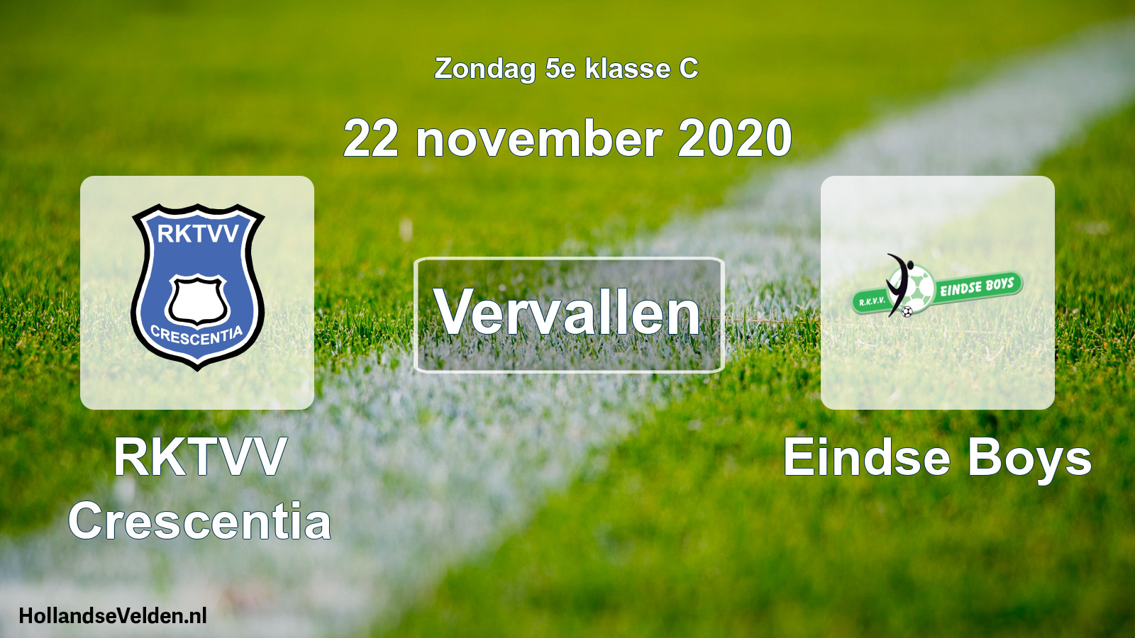 Scheduled Match: RKTVV Crescentia - Eindse Boys (22 November 2020)