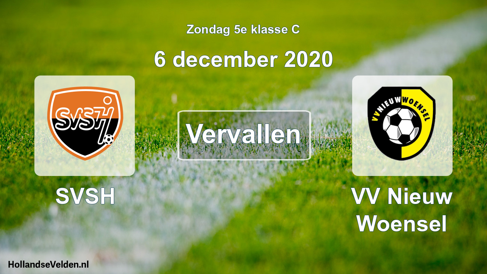 Scheduled Match: SVSH - VV Nieuw Woensel (6 December 2020)