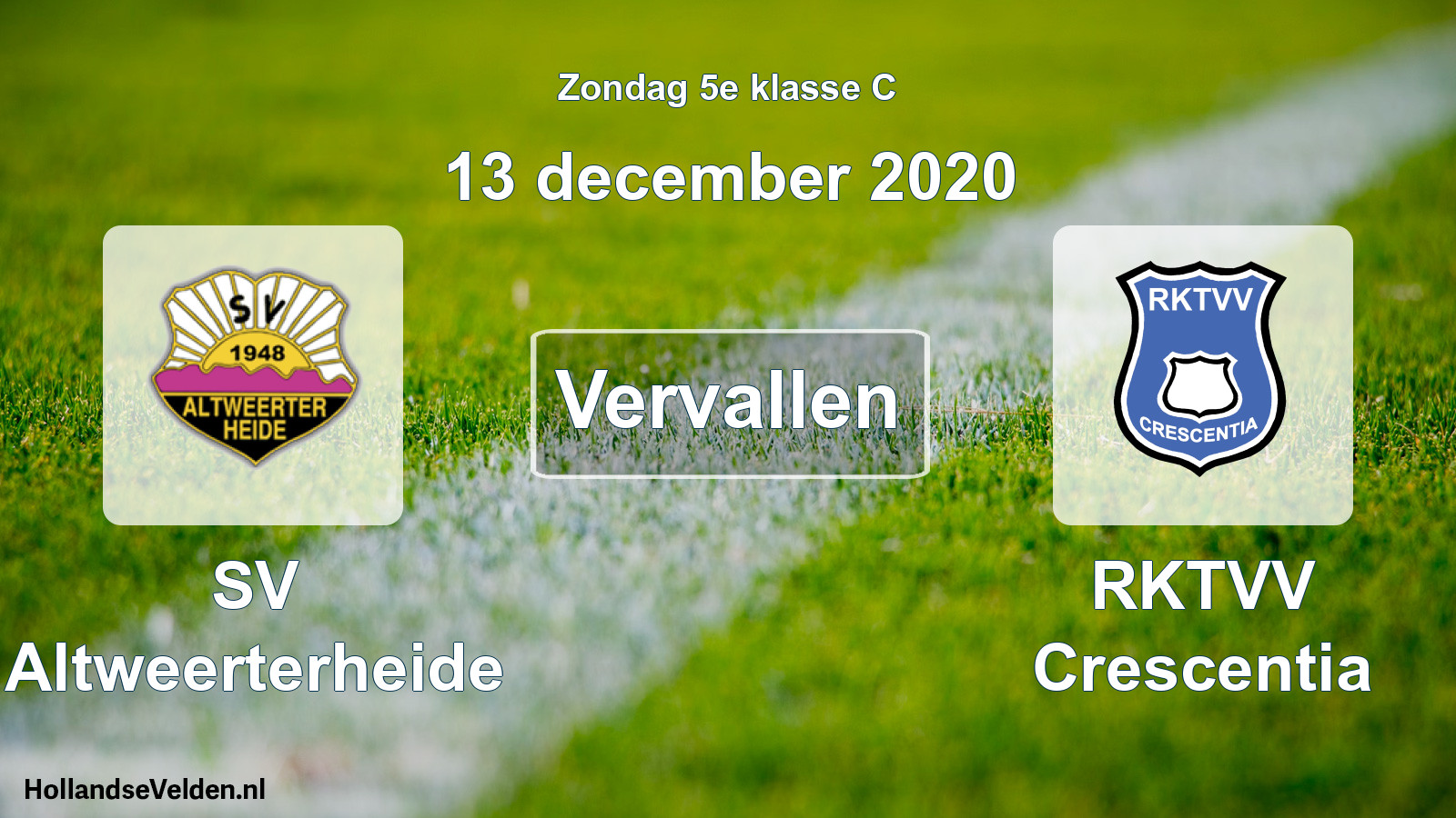 Scheduled Match: SV Altweerterheide - RKTVV Crescentia (13 December 2020)