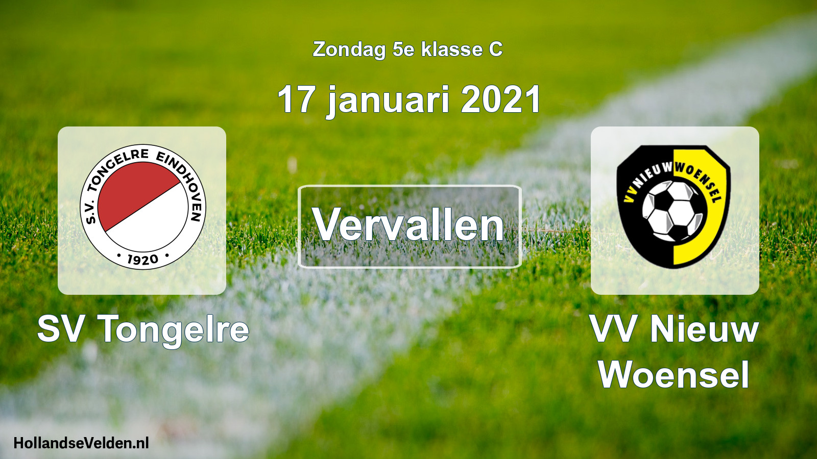 Scheduled Match: SV Tongelre - VV Nieuw Woensel (17 January 2021)