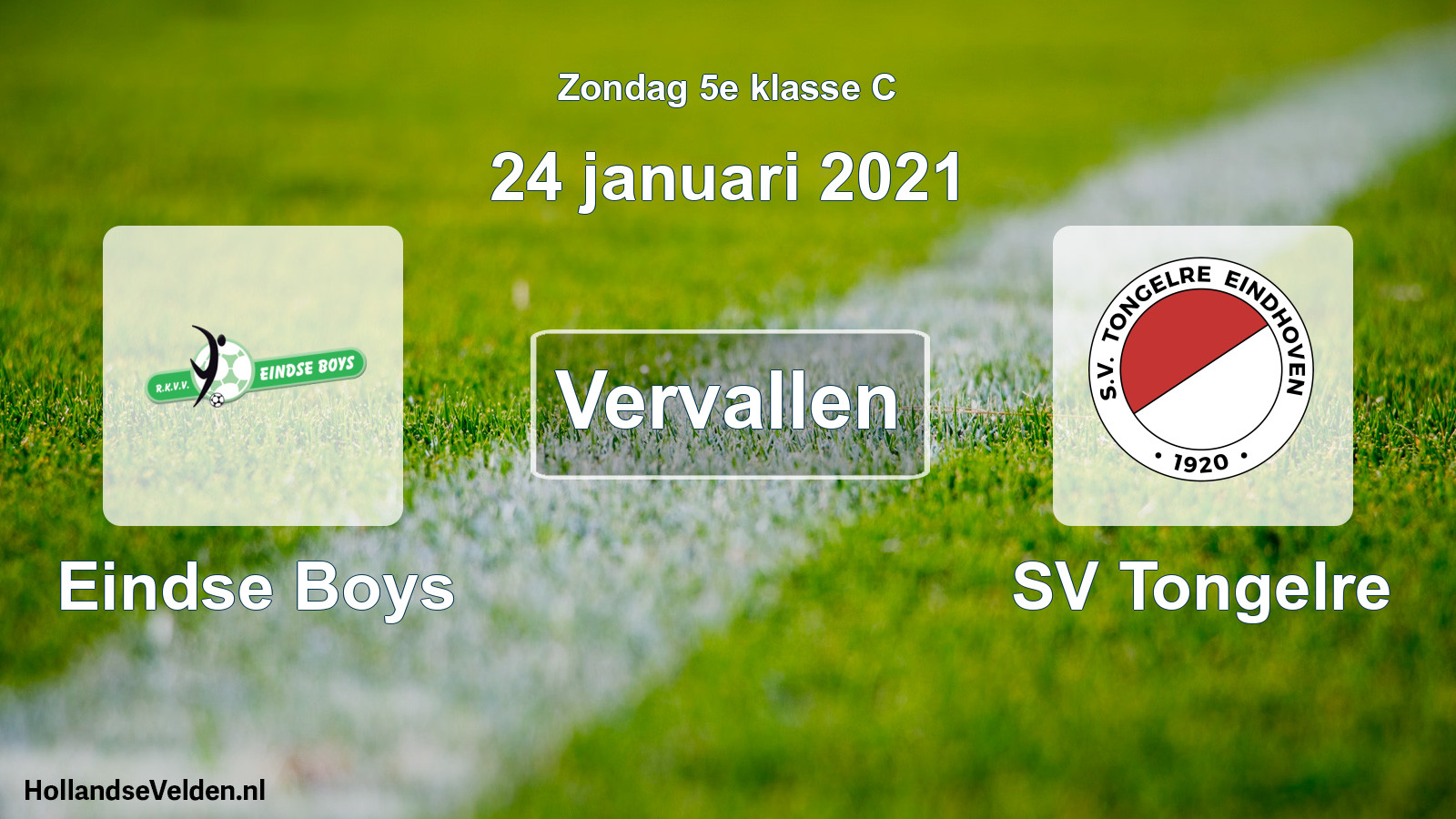 Scheduled Match: Eindse Boys - SV Tongelre (24 January 2021)