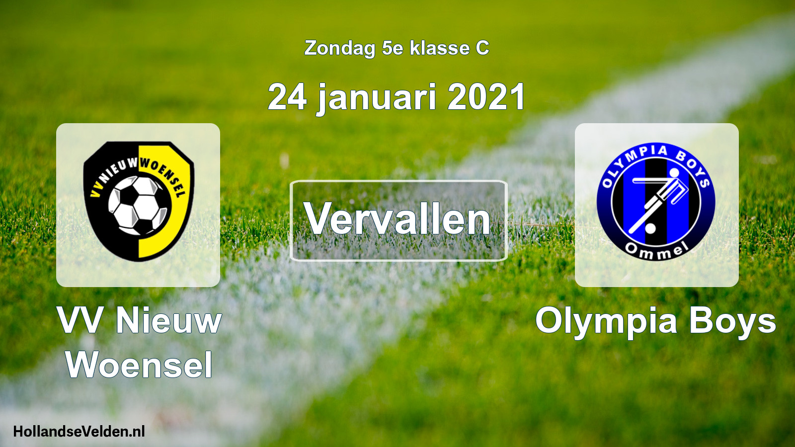 Scheduled Match: VV Nieuw Woensel - Olympia Boys (24 January 2021)