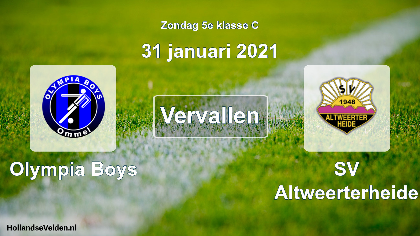 Scheduled Match: Olympia Boys - SV Altweerterheide (31 January 2021)