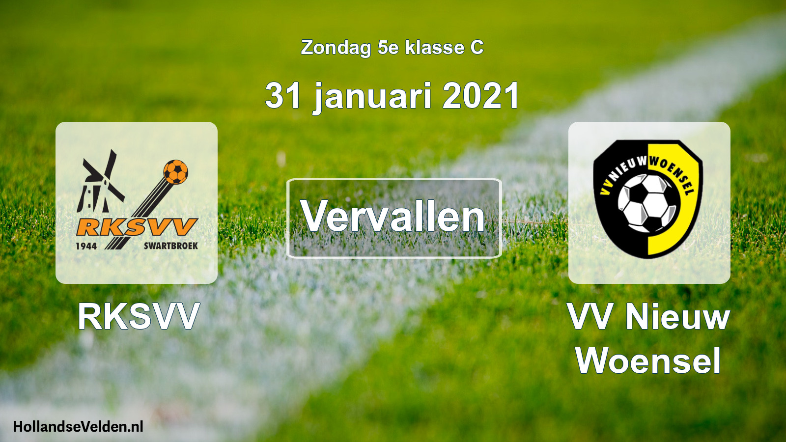 Scheduled Match: RKSVV - VV Nieuw Woensel (31 January 2021)
