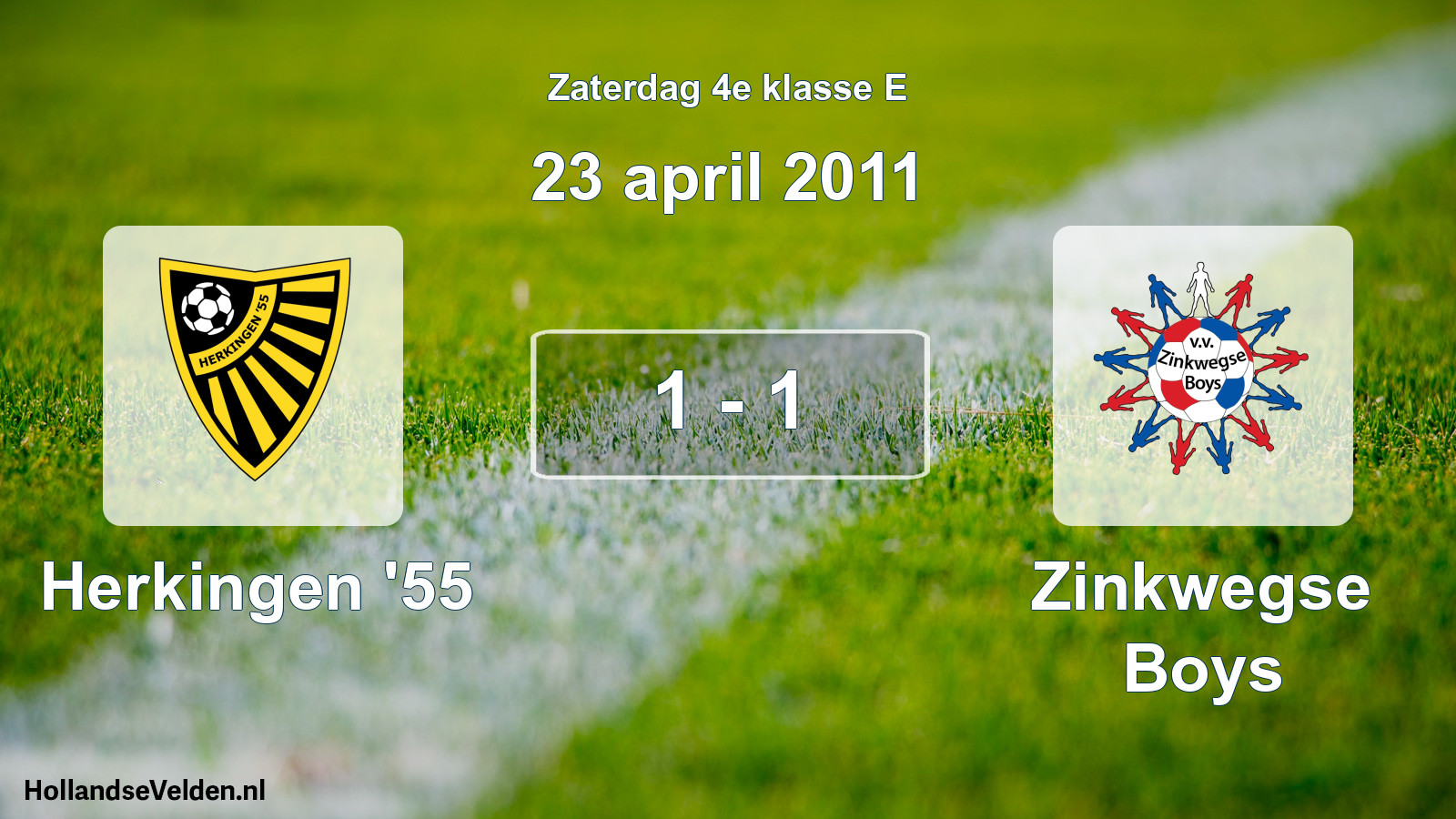 Total number of matches played: Herkingen '55 - Zinkwegse Boys 1 - 1 (23 April 2011)