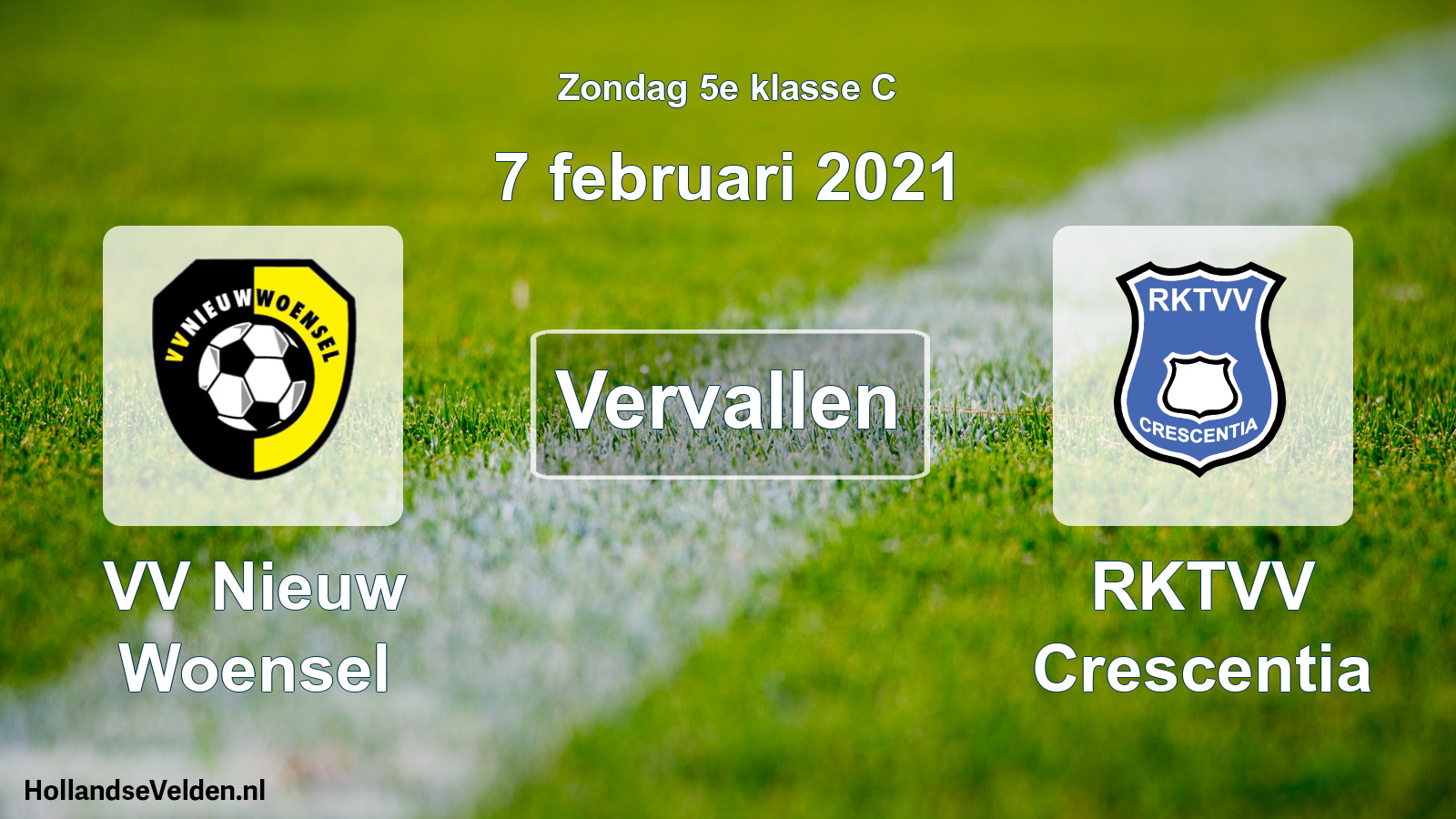 Scheduled Match: VV Nieuw Woensel - RKTVV Crescentia (7 February 2021)
