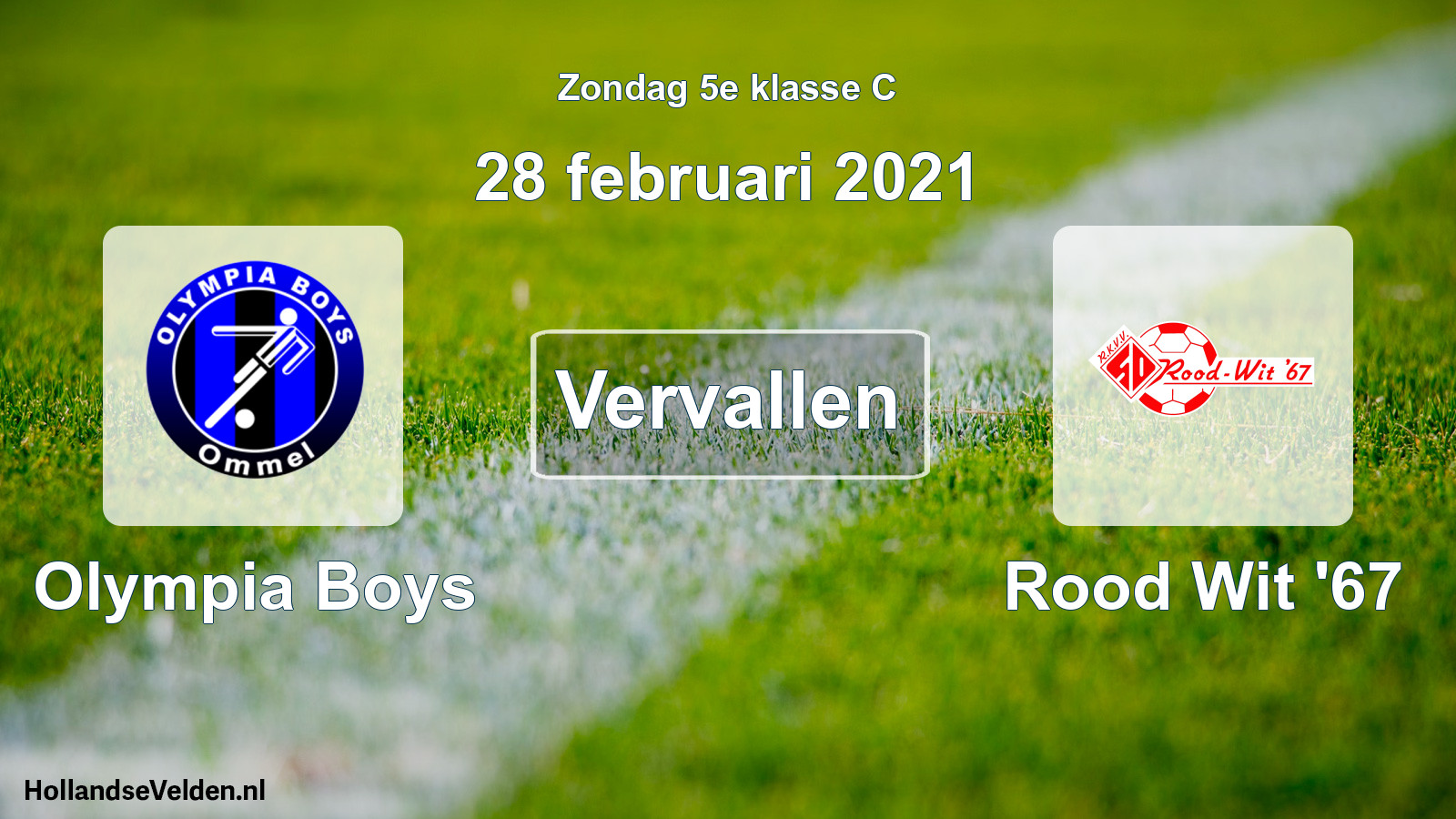 Scheduled Match: Olympia Boys - Rood Wit '67 (28 February 2021)