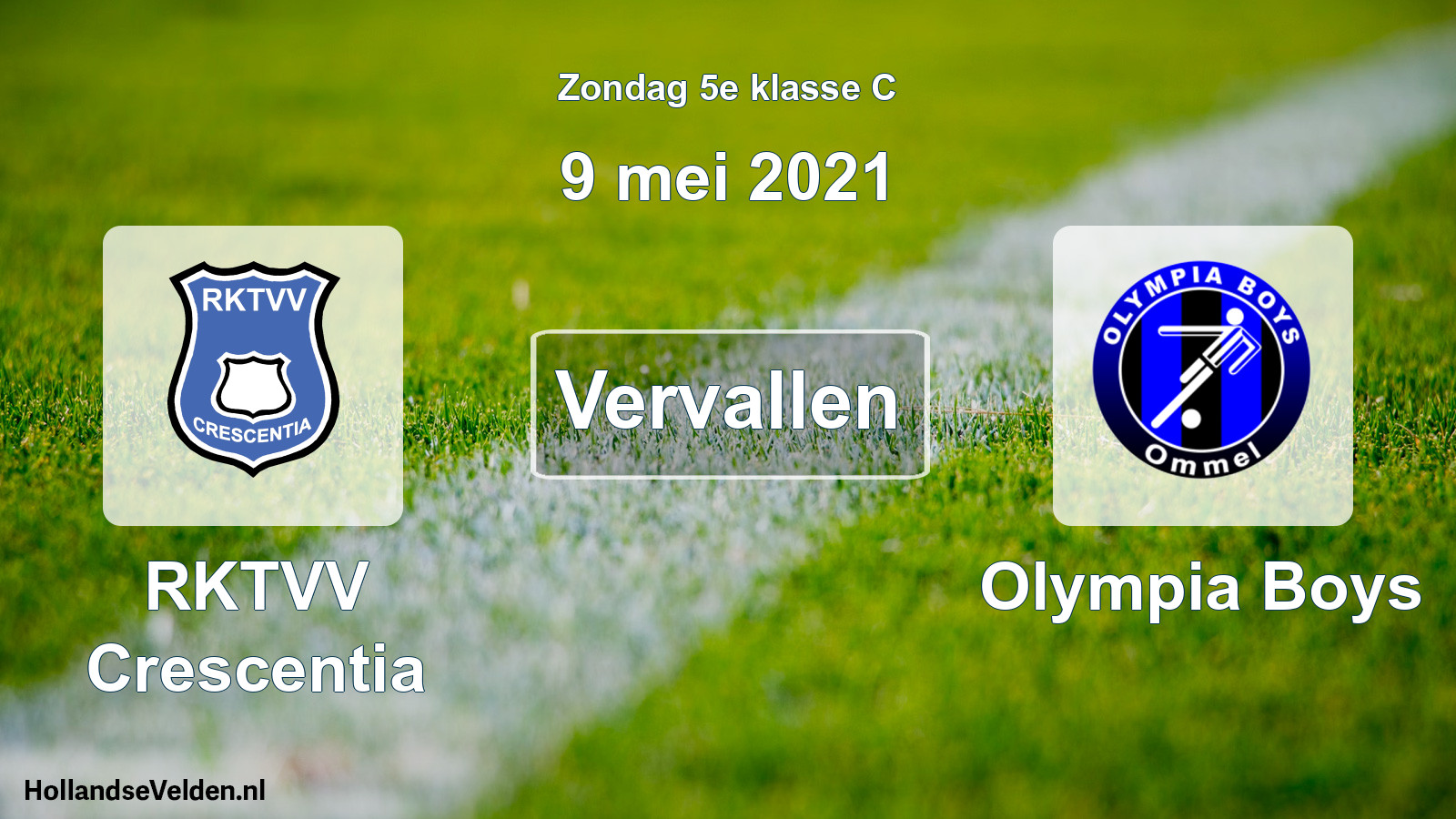 Scheduled Match: RKTVV Crescentia - Olympia Boys (9 May 2021)