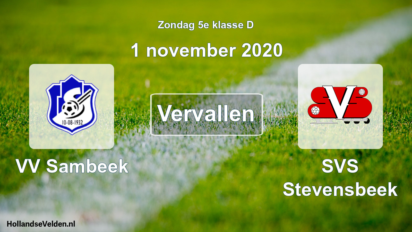 Scheduled Match: VV Sambeek - SVS Stevensbeek (1 November 2020)