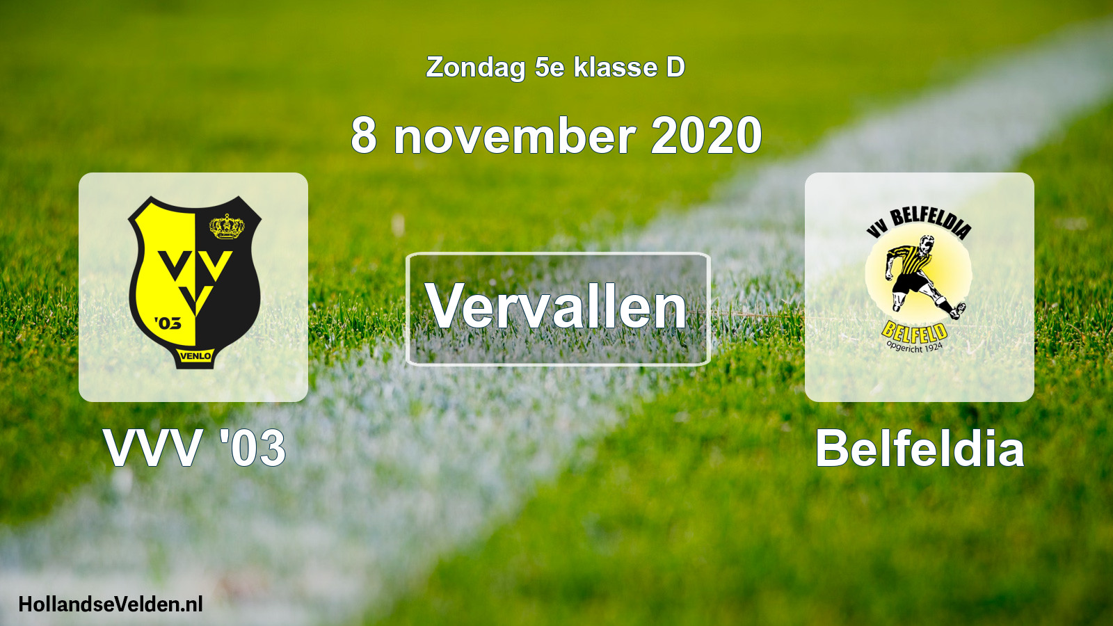 Scheduled Match: VVV '03 - Belfeldia (8 November 2020)