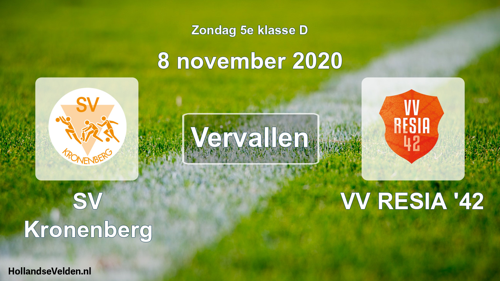 Scheduled Match: SV Kronenberg - VV RESIA '42 (8 November 2020)