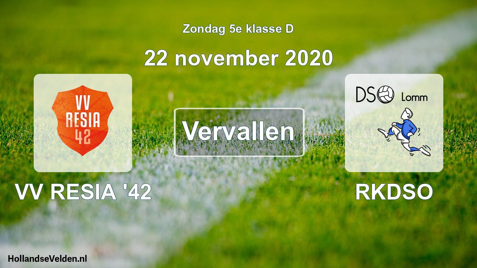 Scheduled Match: VV RESIA '42 - RKDSO (22 November 2020)
