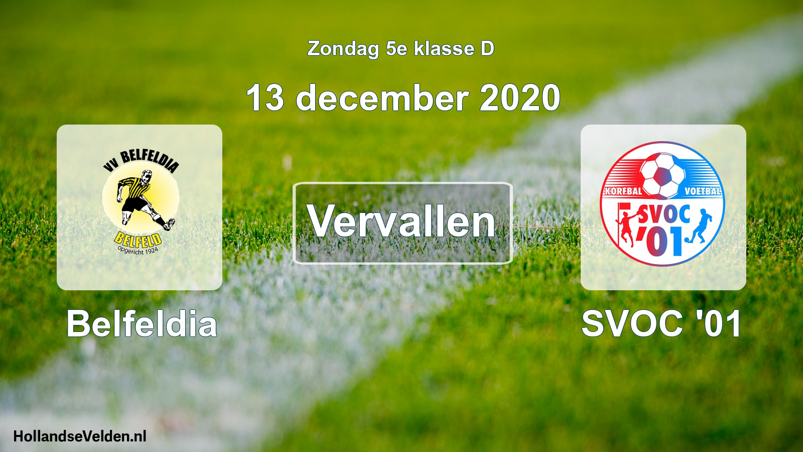 Scheduled Match: Belfeldia - SVOC '01 (13 December 2020)