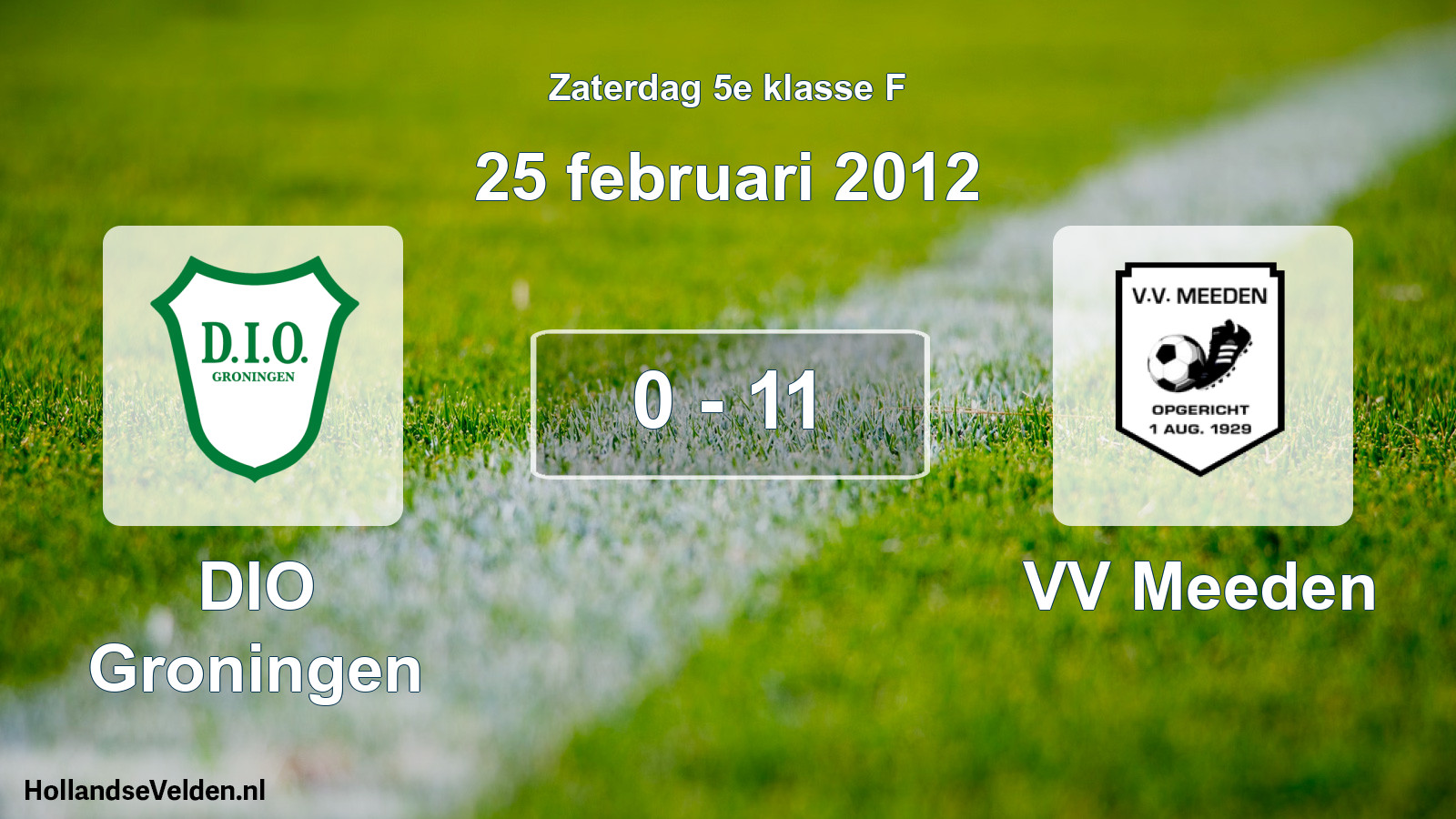 Total number of matches played: DIO Groningen - VV Meeden 0 - 11 (25 February 2012)