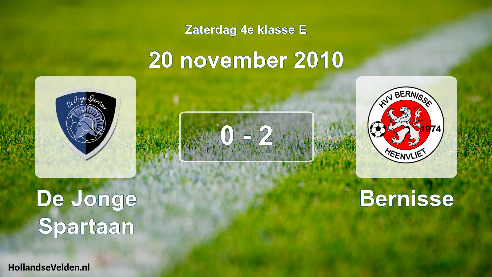 Total number of matches played: De Jonge Spartaan - Bernisse 0 - 2 (20 November 2010)