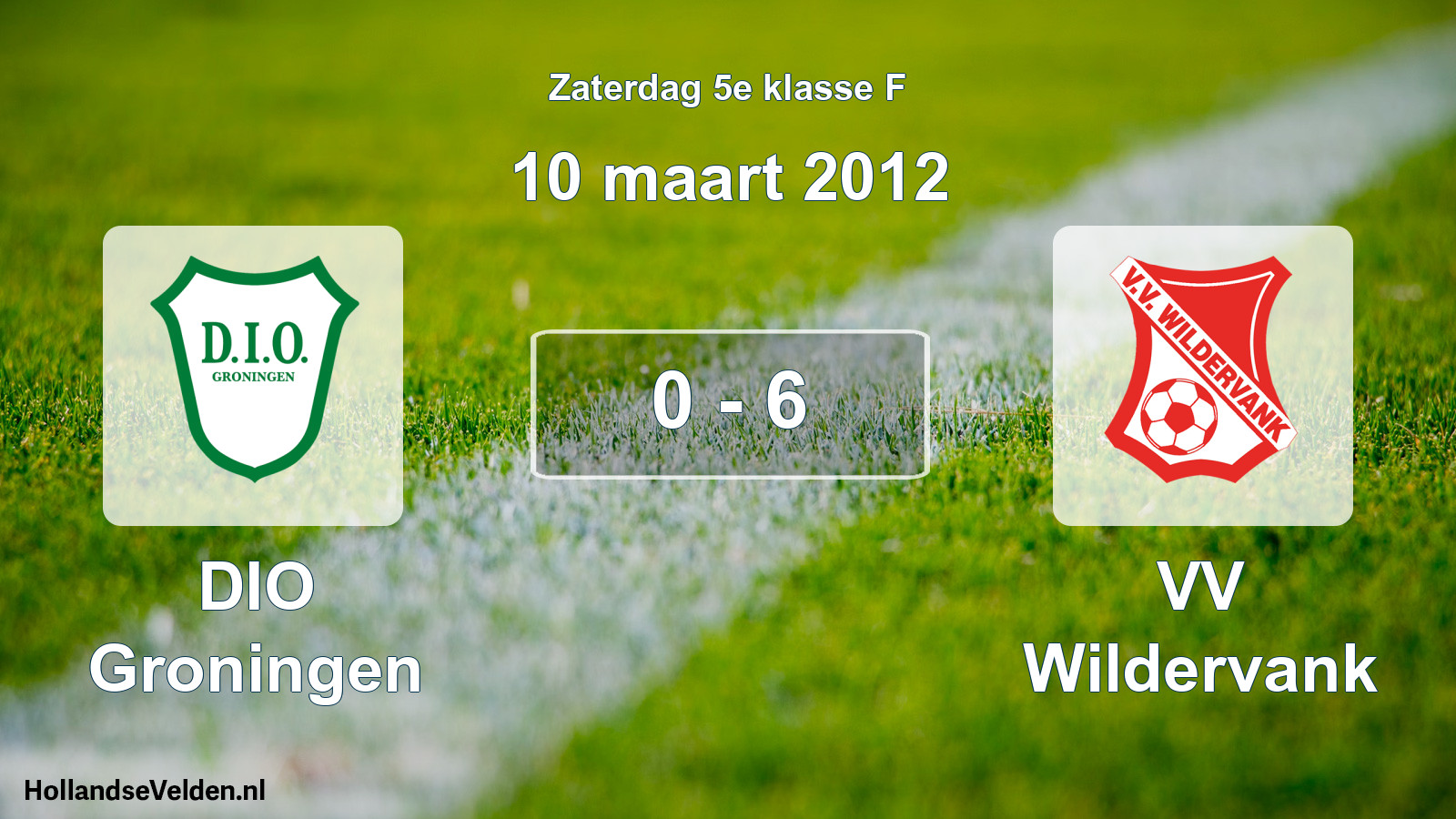 Total number of matches played: DIO Groningen - VV Wildervank 0 - 6 (10 March 2012)