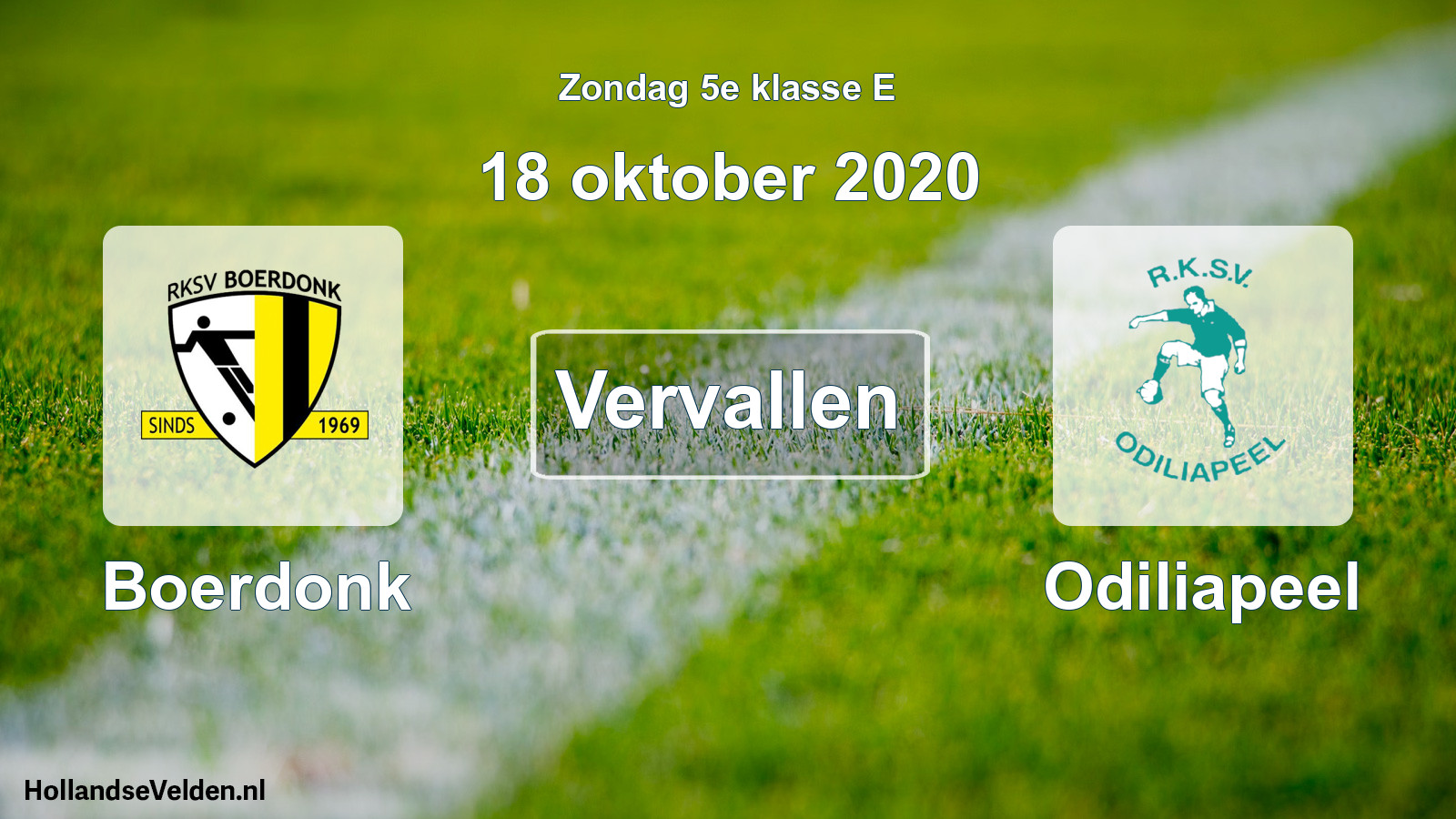 Scheduled Match: Boerdonk - Odiliapeel (18 October 2020)