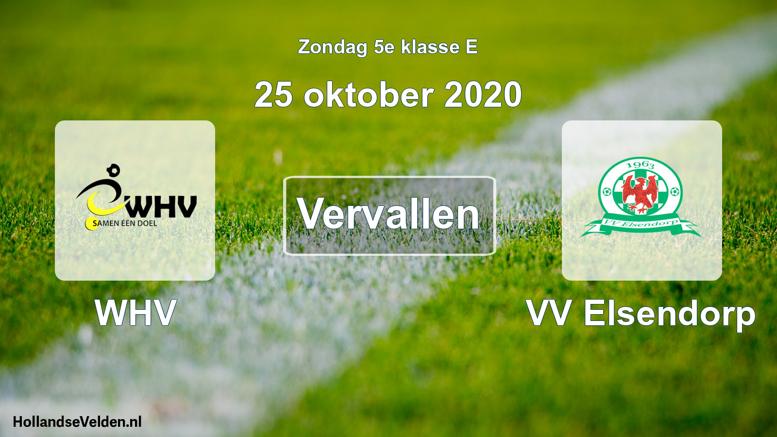 Scheduled Match: WHV - VV Elsendorp (25 October 2020)