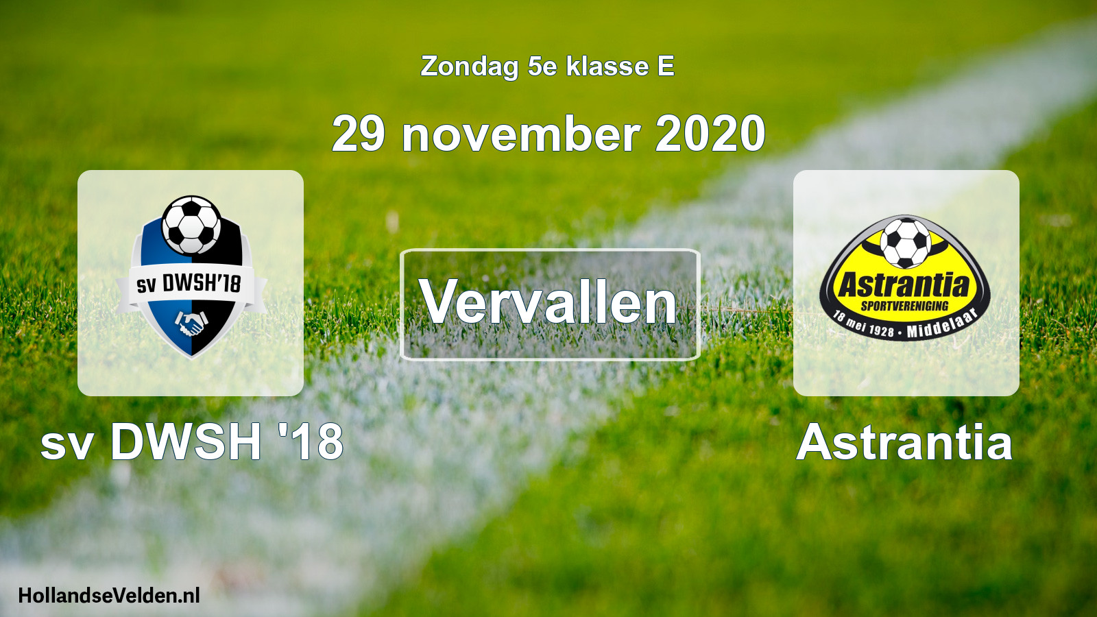 Scheduled Match: sv DWSH '18 - Astrantia (29 November 2020)