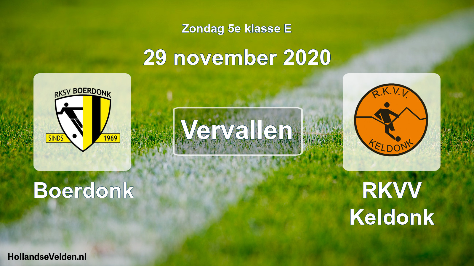 Scheduled Match: Boerdonk - RKVV Keldonk (29 November 2020)