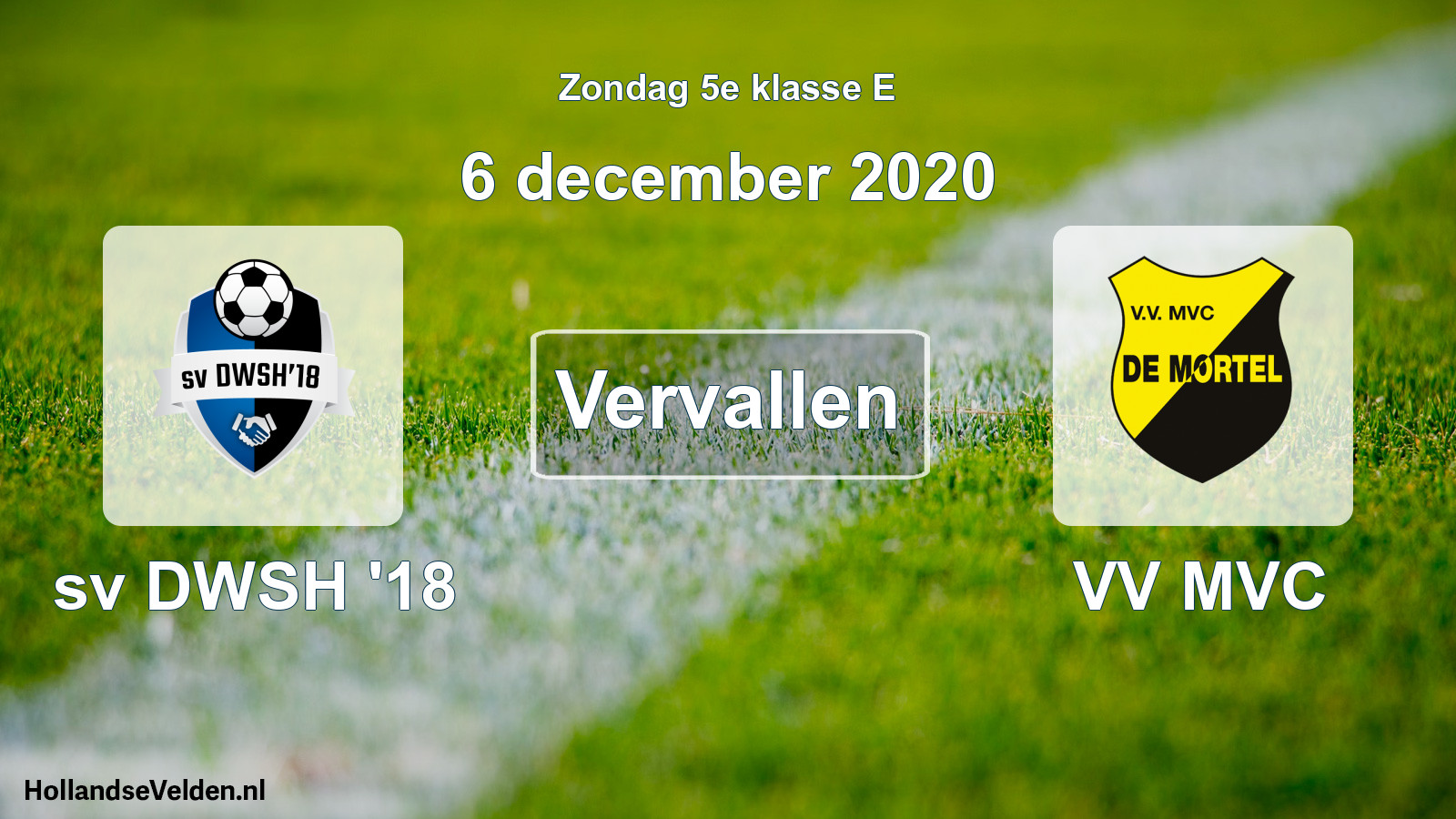 Scheduled Match: sv DWSH '18 - VV MVC (6 December 2020)