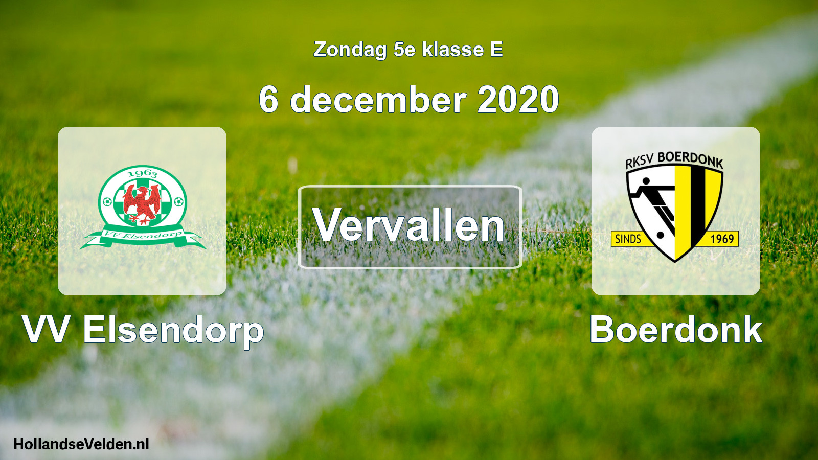 Scheduled Match: VV Elsendorp - Boerdonk (6 December 2020)