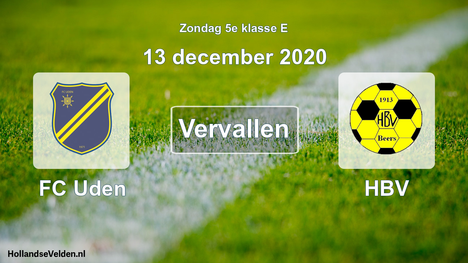 Scheduled Match: FC Uden - HBV (13 December 2020)
