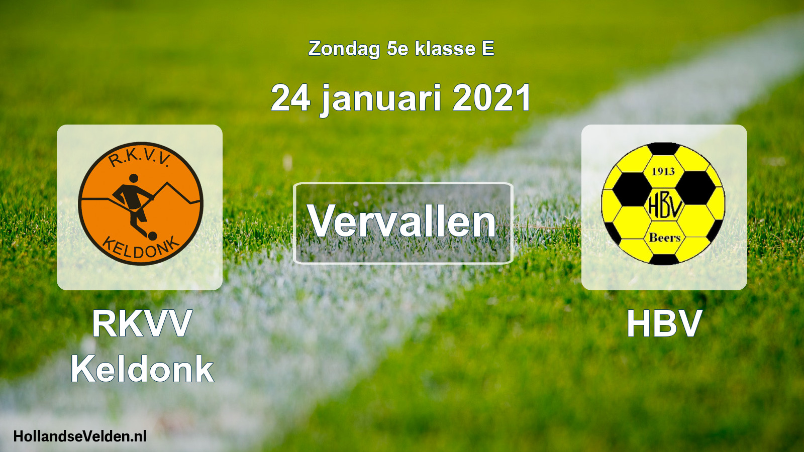 Scheduled Match: RKVV Keldonk - HBV (24 January 2021)