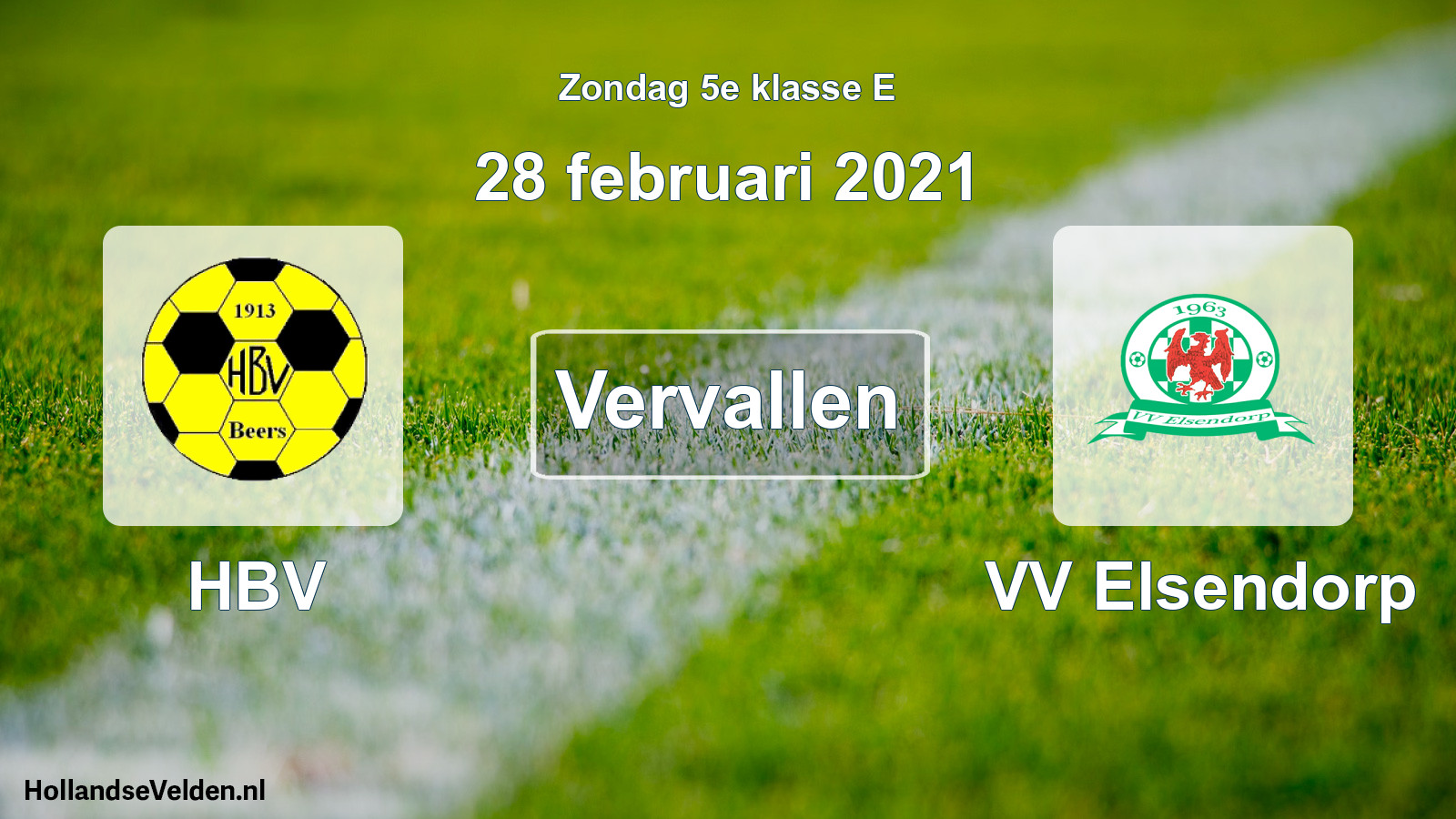 Scheduled Match: HBV - VV Elsendorp (28 February 2021)