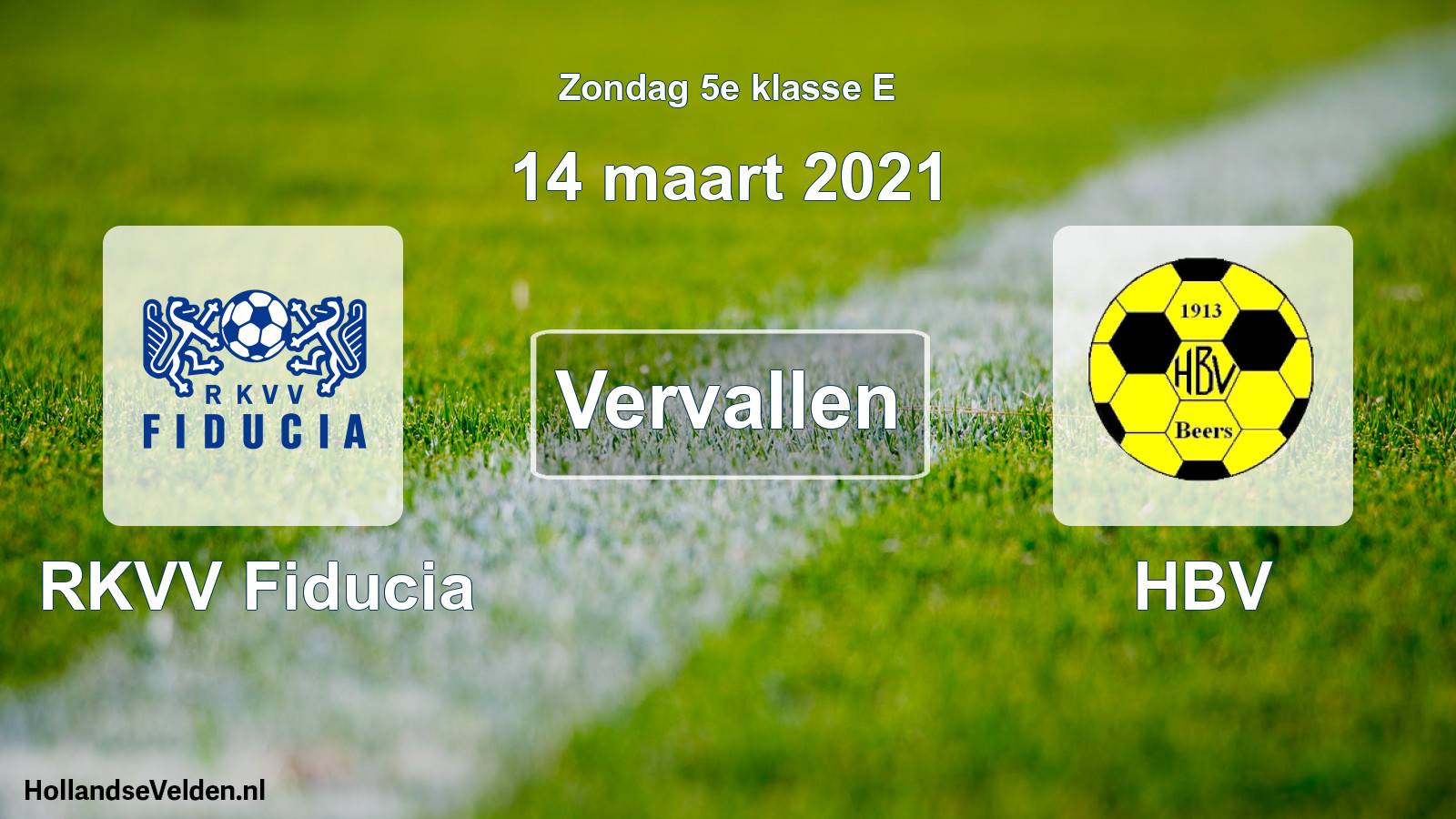 Scheduled Match: RKVV Fiducia - HBV (14 March 2021)