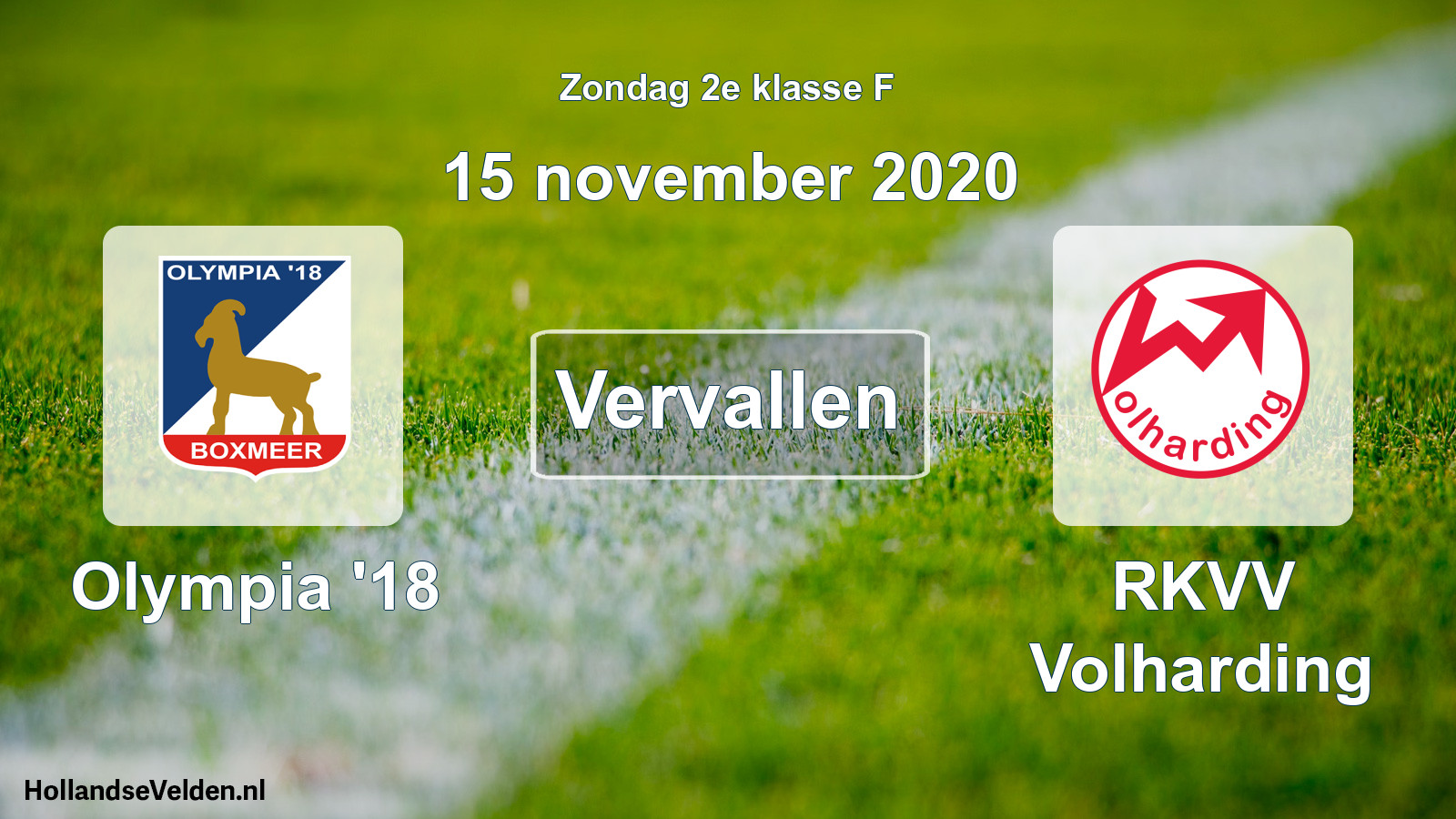 Scheduled Match: Olympia '18 - RKVV Volharding (15 November 2020)