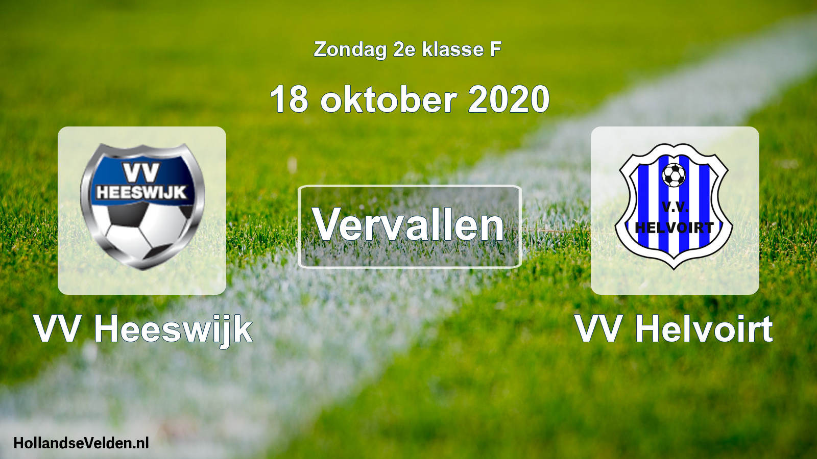 Scheduled Match: VV Heeswijk - VV Helvoirt (18 October 2020)