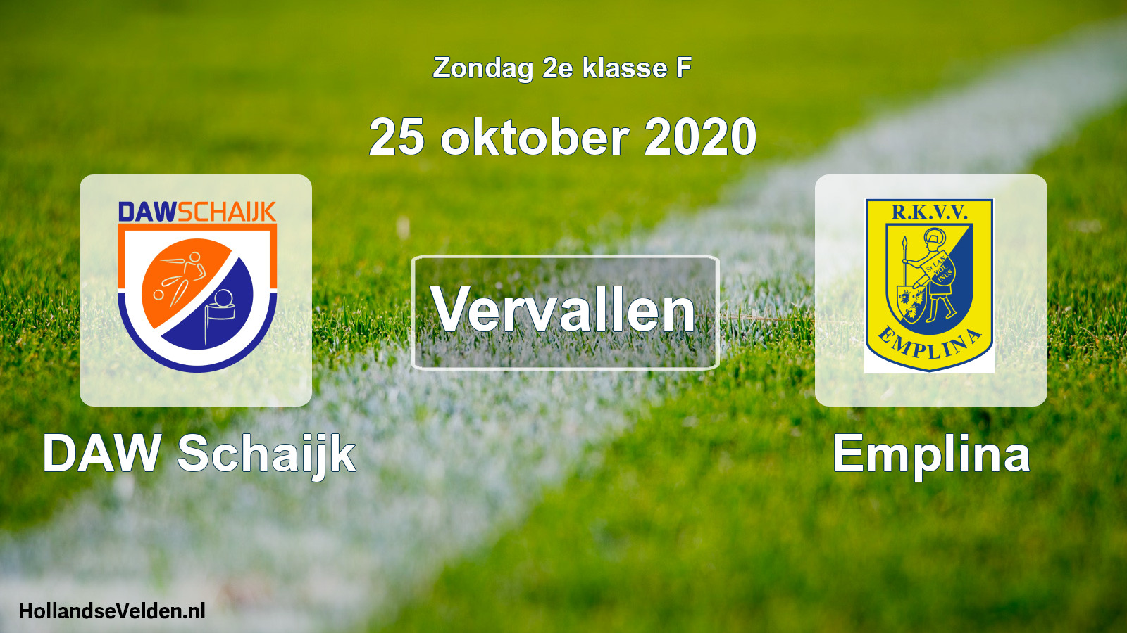Scheduled Match: DAW Schaijk - Emplina (25 October 2020)