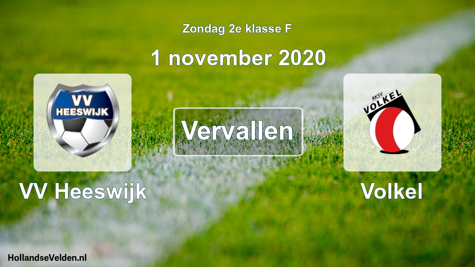 Scheduled Match: VV Heeswijk - Volkel (1 November 2020)